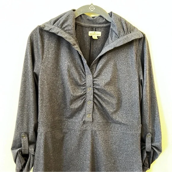 TEHAMA Blue Ruched Midi Dress with Sailor Collar - Picture 3 of 12